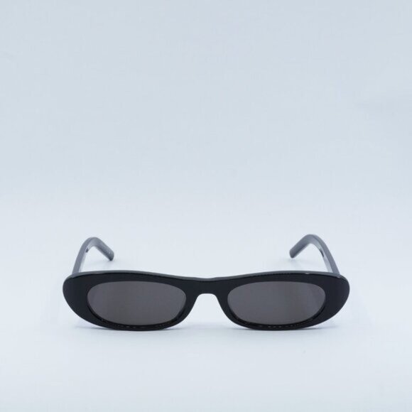 Saint Laurent SL557 SHADE 001 Sunglasses Black Oval Frame, Black Lenses main image 9